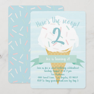 Tuuquoise Sprinkles Ice Cream Birthday Invitation