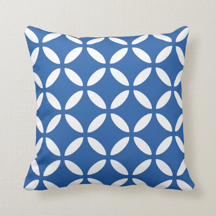 Tuva Pattern Cobalt Blue Geometric Throw Pillow