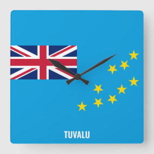 Tuvalu Flag Dazzling Patriotic Square Wall Clock