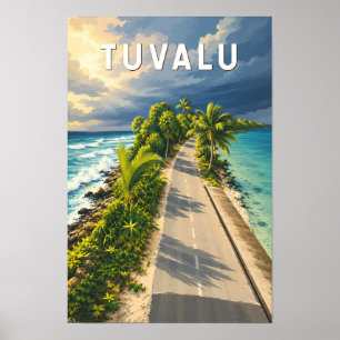 Tuvalu Illustration Travel Art Vintage Poster