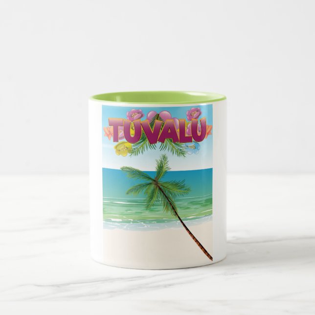 Tuvalu Island travel poster Two-Tone Coffee Mug (Center)