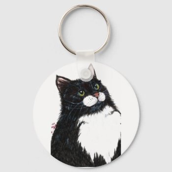 Tux Black Cat Keychain by glorykmurphy at Zazzle