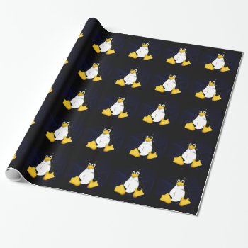 Tux Blue Sobel Wrapping Paper by Iverson_Designs at Zazzle