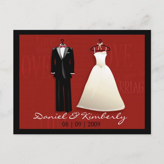 Tux & Gown Save the Date Postcard (Front)