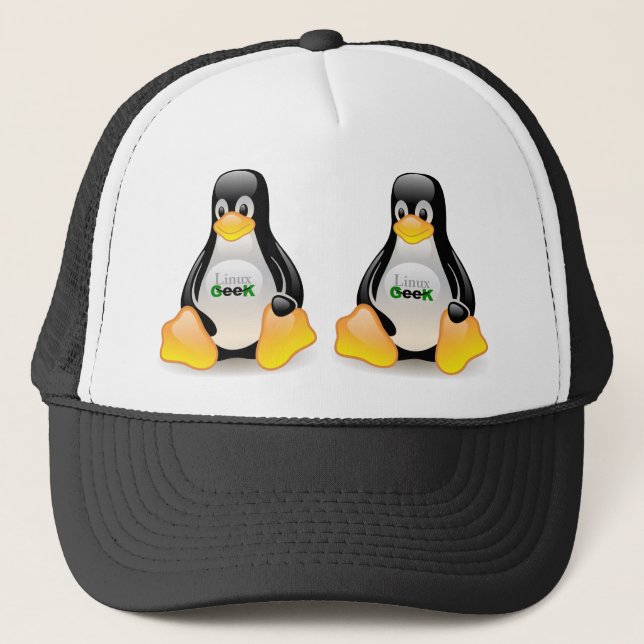 Tux Linux Geek Trucker Hat (Front)