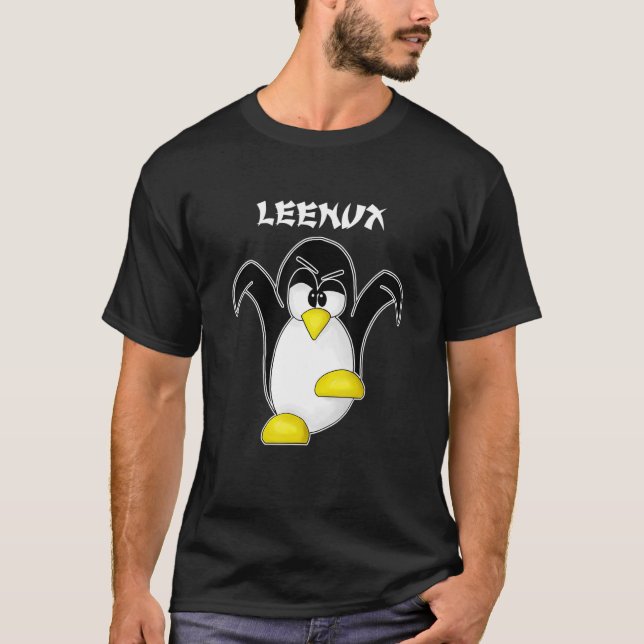 Tux Linux Leenux Penguin Nerd Computer Freak Hacke T-Shirt (Front)