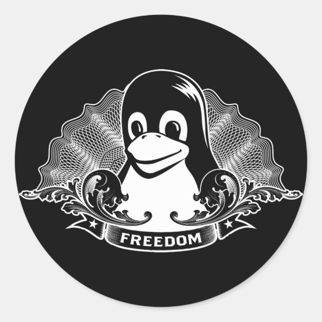 Tux Penguin - (Linux, Open Source, Copyleft, FSF) Classic Round Sticker (Front)
