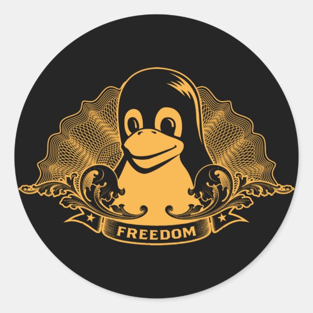 Tux Penguin - (Linux, Open Source, Copyleft, FSF) Classic Round Sticker (Front)