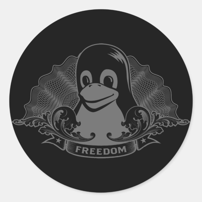 Tux Penguin - (Linux, Open Source, Copyleft, FSF) Classic Round Sticker (Front)