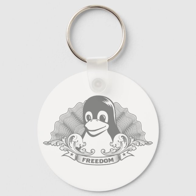 Tux Penguin - (Linux, Open Source, Copyleft, FSF) Keychain (Front)