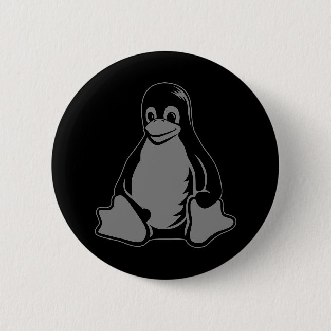 Tux Penguin - (Linux, Open Source, Copyleft, FSF) Pinback Button (Front)