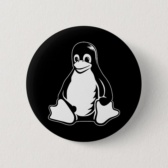 Tux Penguin - (Linux, Open Source, Copyleft, FSF) Pinback Button (Front)