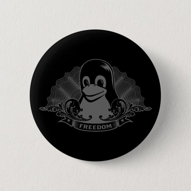 Tux Penguin - (Linux, Open Source, Copyleft, FSF) Pinback Button (Front)