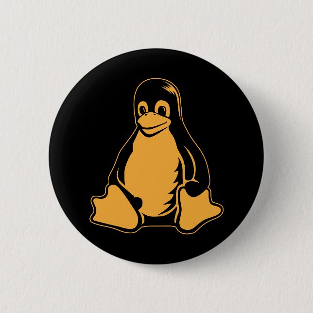 Tux Penguin - (Linux, Open Source, Copyleft, FSF) Pinback Button (Front)