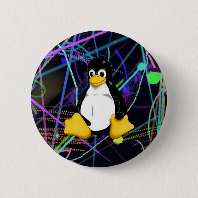 TUX Scribbles Pinback Button (Front)