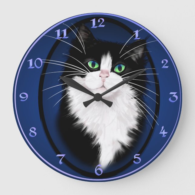 TUX-Tuxedo cats rock Large Clock (Front)