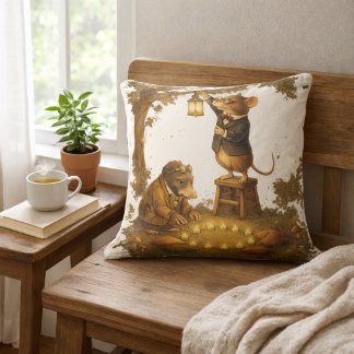 Tux & Twitch Woodland Evening Glow Throw Pillow