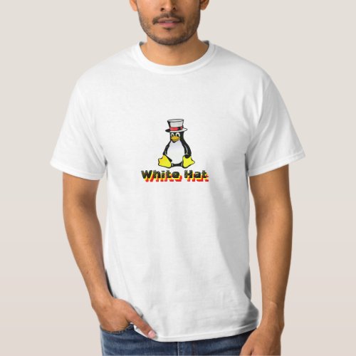 Tux White Hat Linux Programmer Hacker White Hat T_Shirt