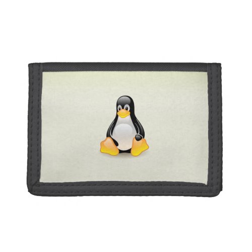 Tux with a white background trifold wallet