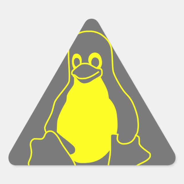 Tux yellow on gray triangle sticker (Front)