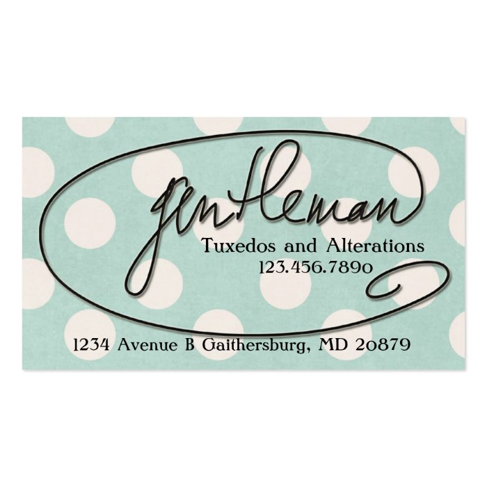 Tuxedo and Alterations Male Buisness Cards Business Cards