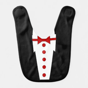Tuxedo And Bow Tie Baby Bibs (Red)
