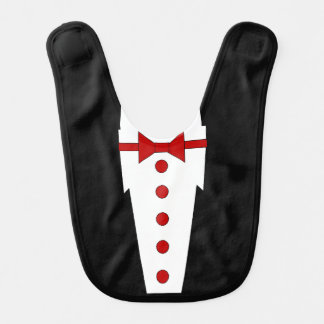 Tuxedo And Bow Tie Baby Bibs (Red)