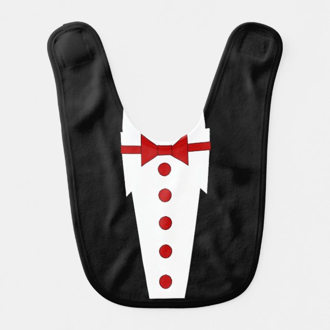 Tuxedo And Bow Tie Baby Bibs (Red) (Front)