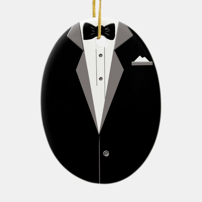 Tuxedo Art Ceramic Ornament (Back)