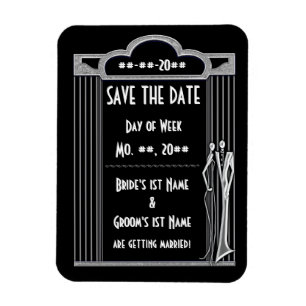 Tuxedo - Art Deco - Wedding Save The Date Magnet