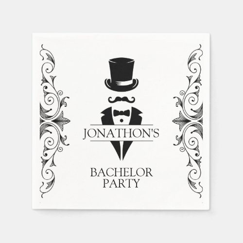 Tuxedo Bachelor Party Cocktail Napkins