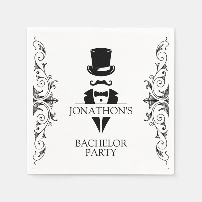 Tuxedo Bachelor Party Cocktail Napkins (Front)