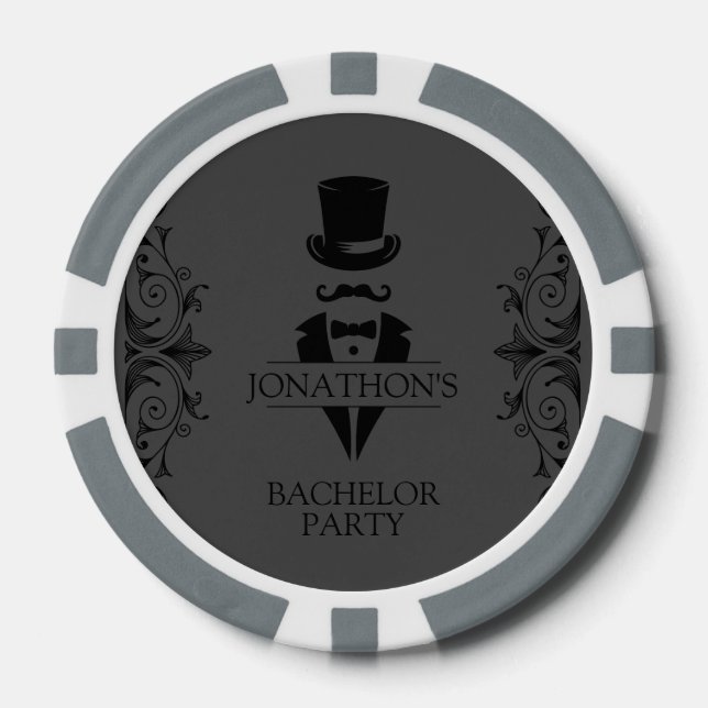 Tuxedo Bachelor Party Gray Poker Chips (Front)