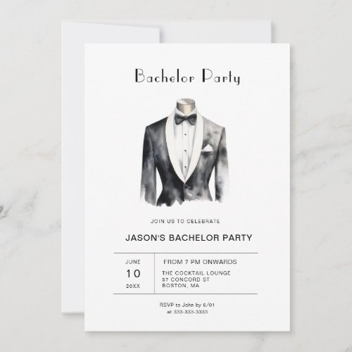 Tuxedo Bachelor Party Invitation