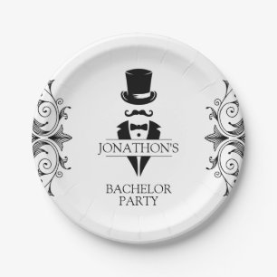 Tuxedo Bachelor Party Paper Plates