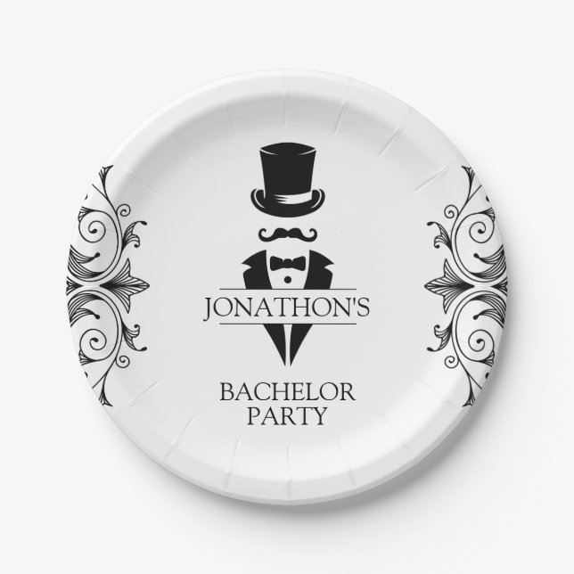 Tuxedo Bachelor Party Paper Plates (Front)