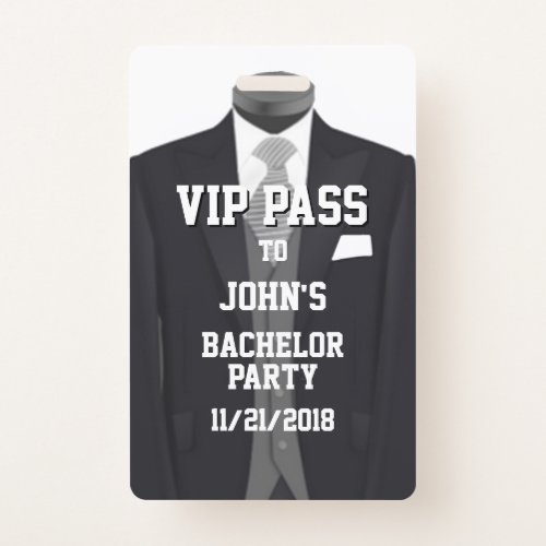 Tuxedo Bachelor Party VIP Badge