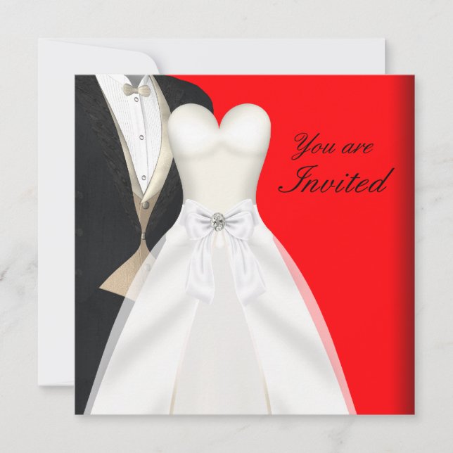 Tuxedo Ball Gown Black Tie Party Invitations (Front)