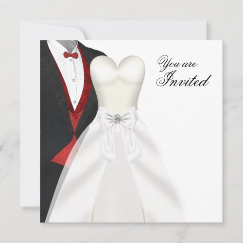 Tuxedo Ball Gown Black Tie Party Invitations