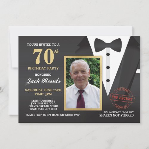 Tuxedo Ball Invite Photo Agent Birthday Bowtie