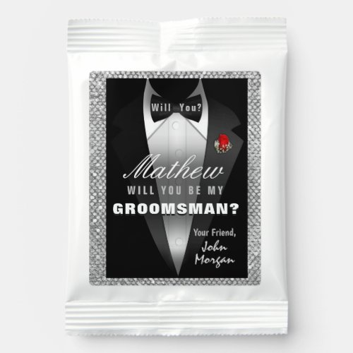 Tuxedo Be My Groomsman Invitation Margarita Drink Mix