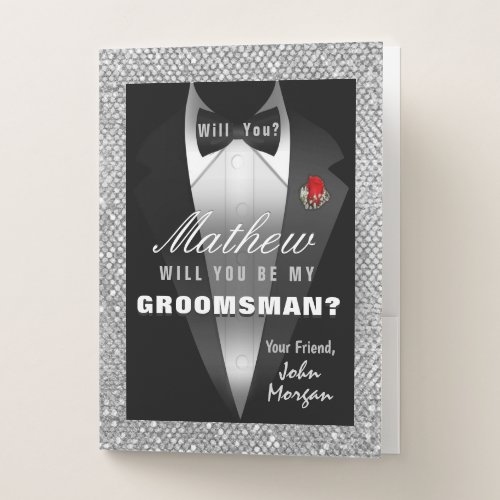 Tuxedo Be My Groomsman Pocket Folder