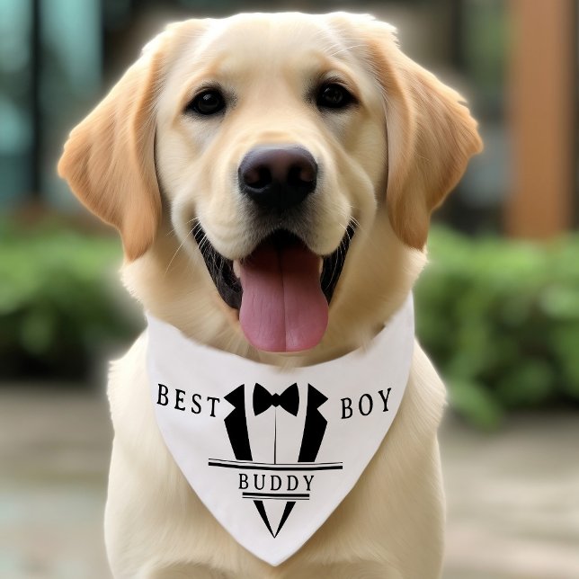 Tuxedo Best Boy Custom Pet Bandana Collar (Tuxedo Best Boy Custom Wedding Dog Bandana)