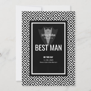 Tuxedo best man black and white tuxedo invitation
