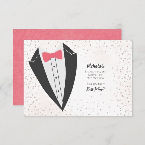 Tuxedo Best Man Confetti Proposal Invitation