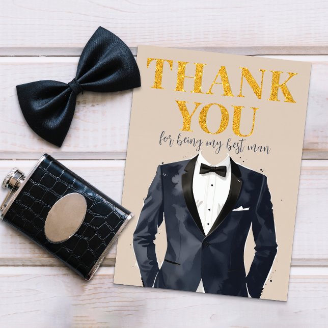Tuxedo Best Man Thank You Card  (Thank You Card - Best Man or Groomsmen )