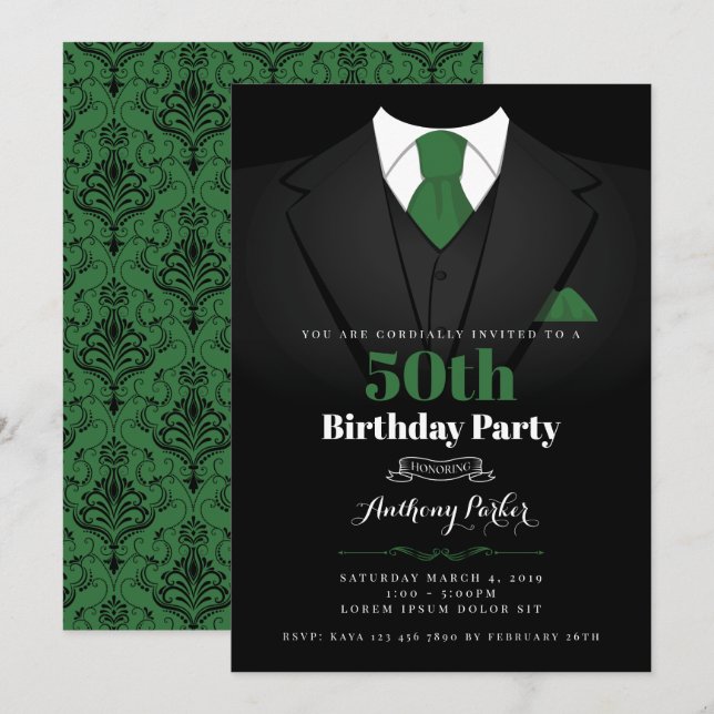 Tuxedo Birthday Invitation (Front/Back)