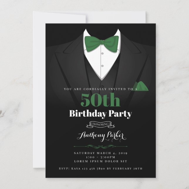 Tuxedo Birthday Invitation (Front)