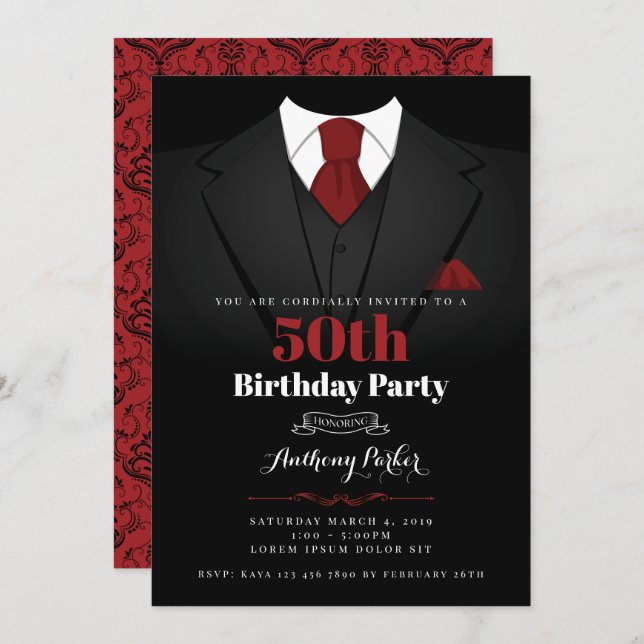 Tuxedo Birthday Invitation (Front/Back)