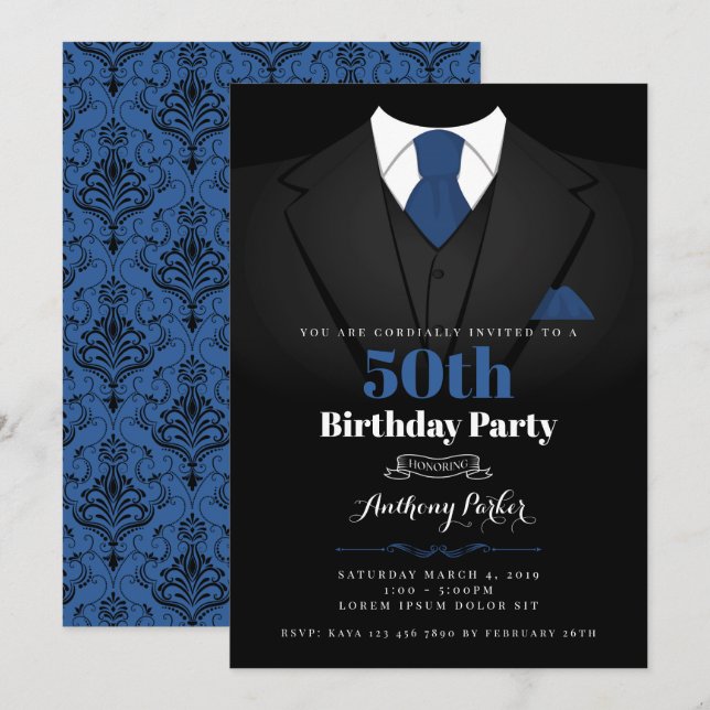 Tuxedo Birthday Invitation (Front/Back)